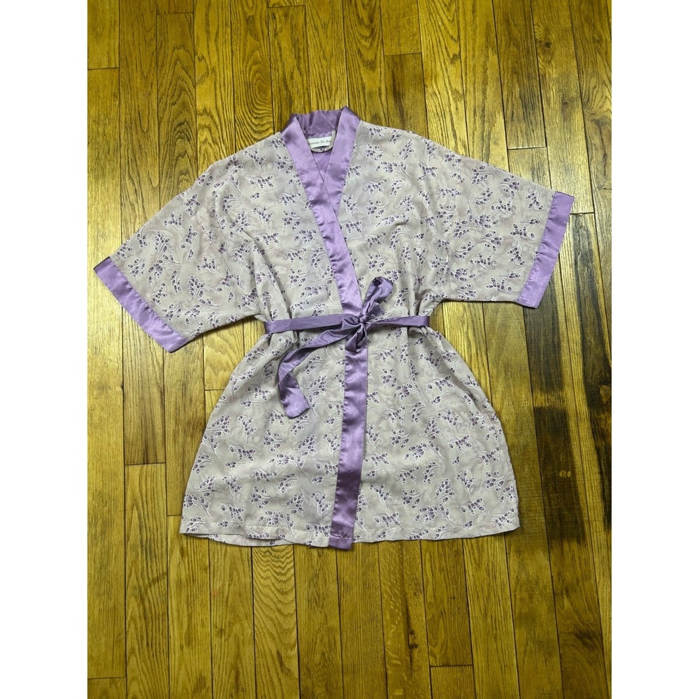 Contessa Di Roma Robe Lavender‎ Floral Kimono Belted Sleepwear Medium